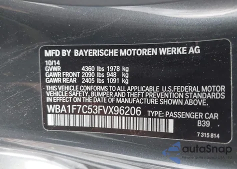 2015 BMW 228I xDrive from USA, damaged, VIN WBA1F7C53FVX96206